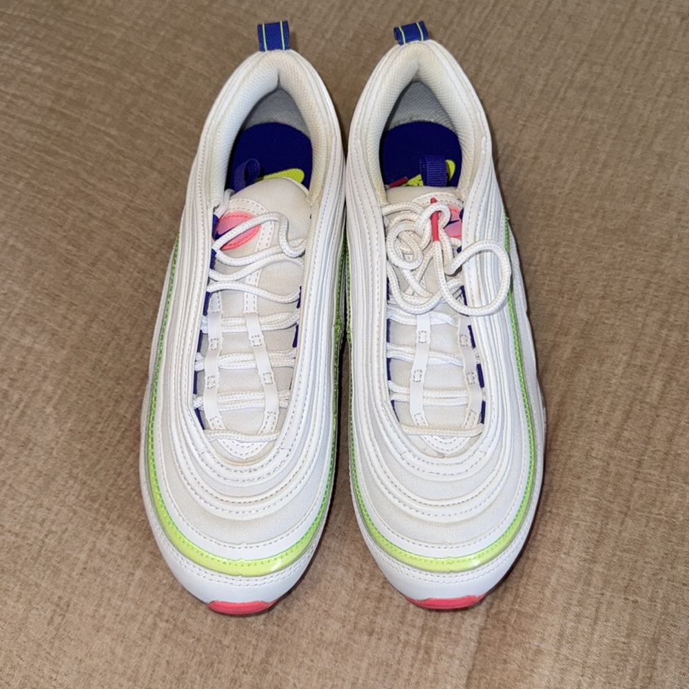 Nike White and Pink Air Max 97 Sneakers with Layered Design